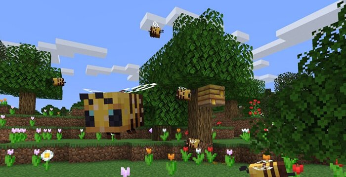 пчелы производят мед в Minecraft 1.15